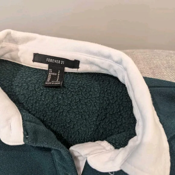 Forever 21 Forest Green Rugby Polo Shirt  **Free** - Picture 4 of 4